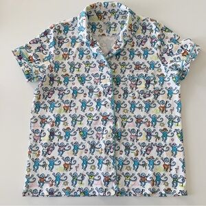 Roller Rabbit Palm Beach Monkey Print Pajama Top